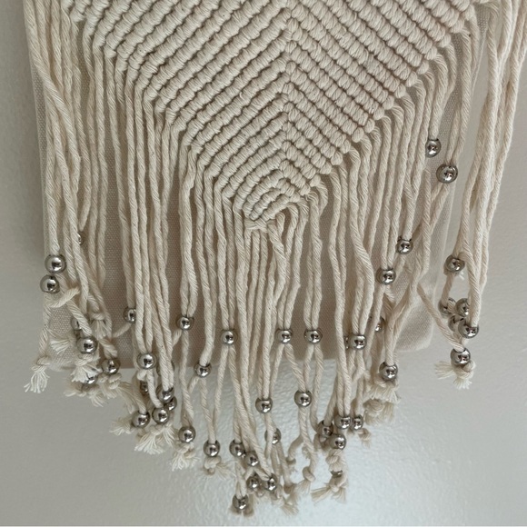 AMERICAN Eagle Crochet Fringe Beaded Boho Mini Crossbody Purse, Cream - Picture 4 of 14